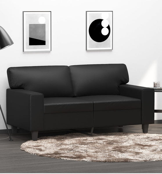 2-Sitzer-Sofa Schwarz 120 cm Kunstleder