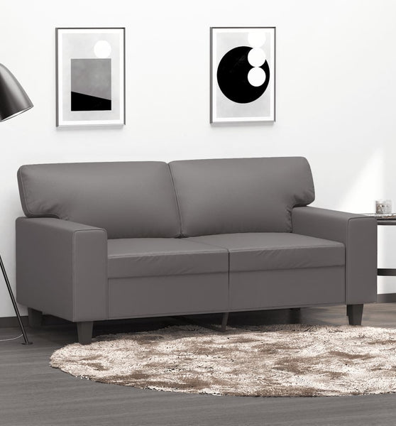 2-Sitzer-Sofa Grau 120 cm Kunstleder