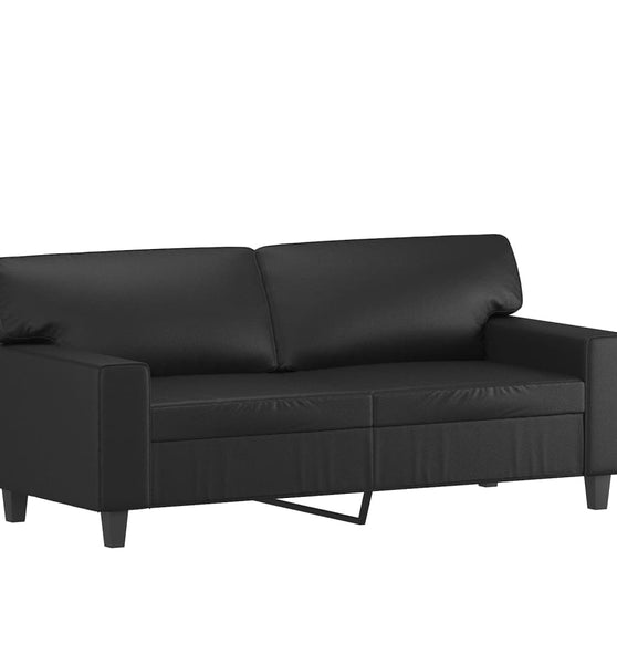 2-Sitzer-Sofa Schwarz 140 cm Kunstleder