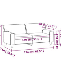 2-Sitzer-Sofa Schwarz 140 cm Kunstleder