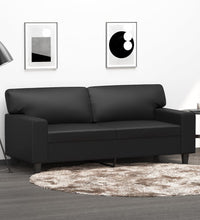 2-Sitzer-Sofa Schwarz 140 cm Kunstleder