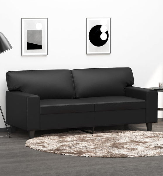 2-Sitzer-Sofa Schwarz 140 cm Kunstleder