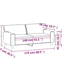 2-Sitzer-Sofa Grau 140 cm Kunstleder