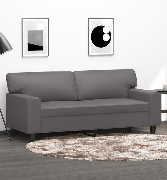 2-Sitzer-Sofa Grau 140 cm Kunstleder