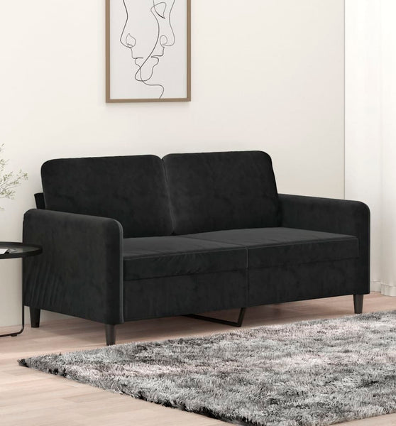 2-Sitzer-Sofa Schwarz 140 cm Samt