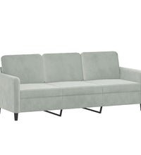3-Sitzer-Sofa Hellgrau 180 cm Samt