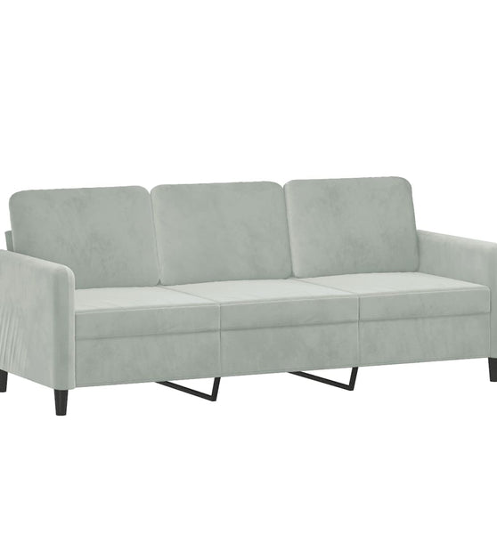 3-Sitzer-Sofa Hellgrau 180 cm Samt