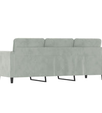 3-Sitzer-Sofa Hellgrau 180 cm Samt