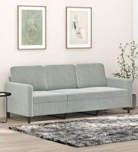 3-Sitzer-Sofa Hellgrau 180 cm Samt