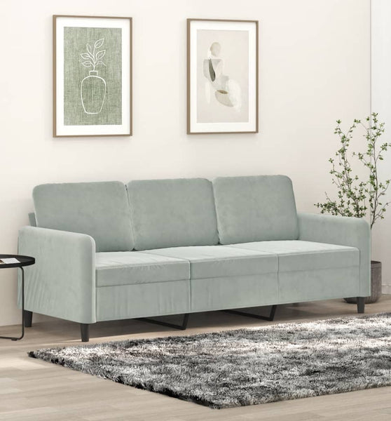 3-Sitzer-Sofa Hellgrau 180 cm Samt