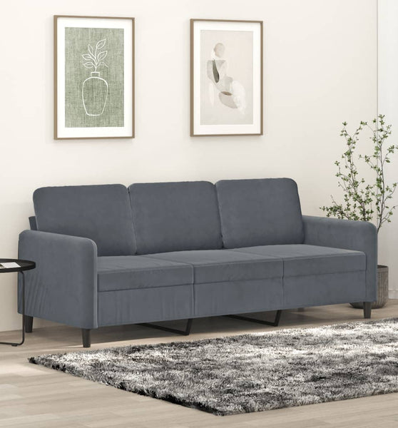 3-Sitzer-Sofa Dunkelgrau 180 cm Samt