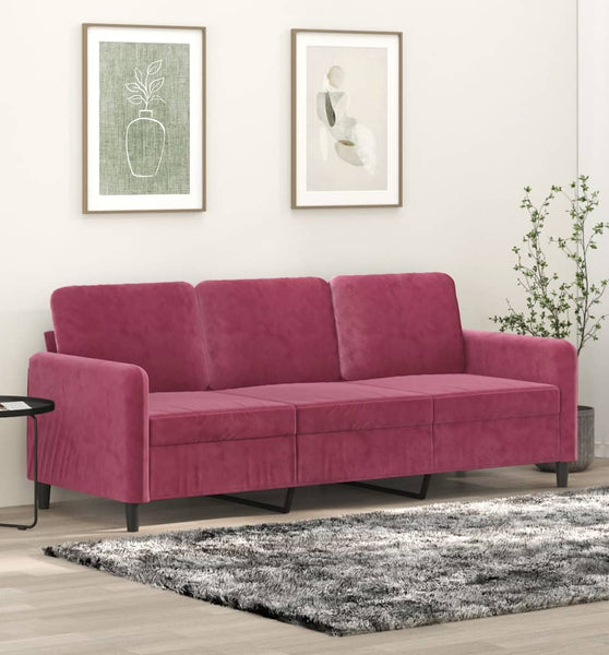 3-Sitzer-Sofa Weinrot 180 cm Samt
