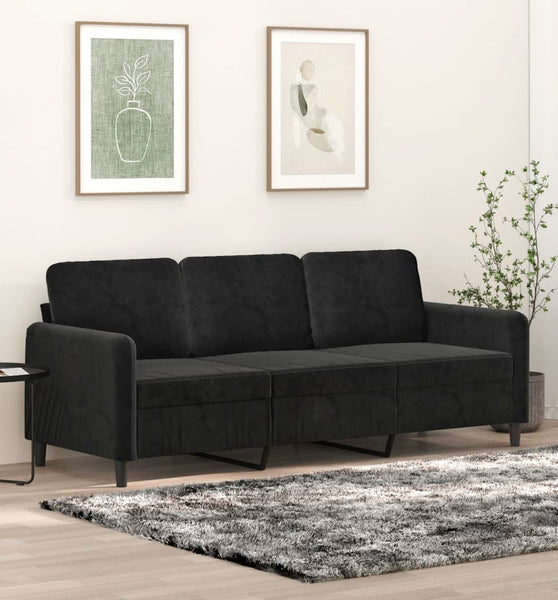 3-Sitzer-Sofa Schwarz 180 cm Samt