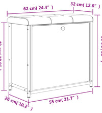 Schuhbank mit Klappe Schwarz 62x32x56 cm