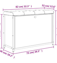 Schuhbank mit Klappe Schwarz 82x32x56 cm