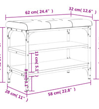 Schuhbank Räuchereiche 62x32x47 cm Holzwerkstoff