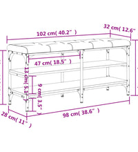 Schuhbank Schwarz 102x32x47 cm Holzwerkstoff