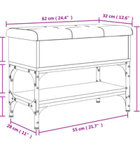 Schuhbank Grau Sonoma 62x32x45 cm Holzwerkstoff