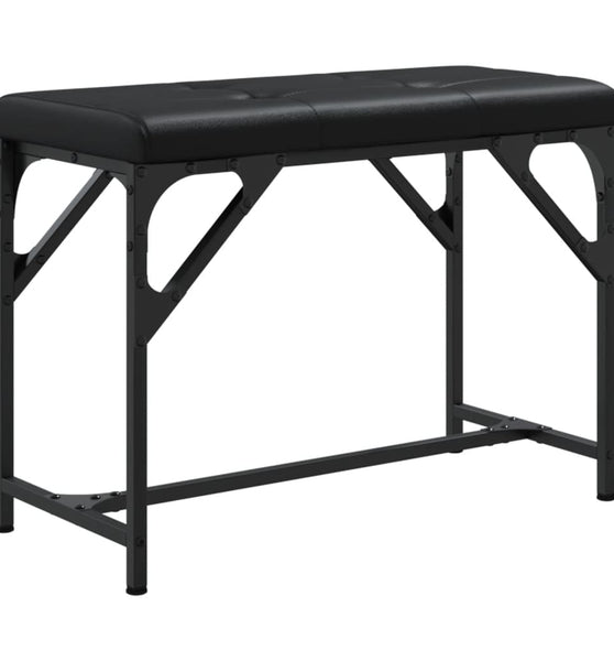 Essbank Schwarz 62x32x45 cm Stahl und Kunstleder