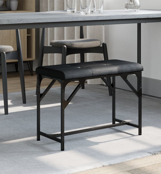 Essbank Schwarz 62x32x45 cm Stahl und Kunstleder
