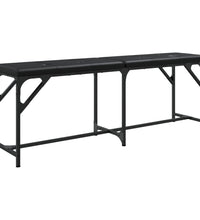 Essbank Schwarz 124x32x45 cm Stahl und Kunstleder