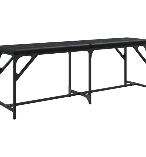 Essbank Schwarz 124x32x45 cm Stahl und Kunstleder