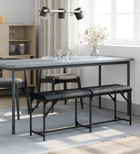 Essbank Schwarz 124x32x45 cm Stahl und Kunstleder