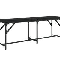 Essbank Schwarz 124x32x45 cm Stahl und Kunstleder