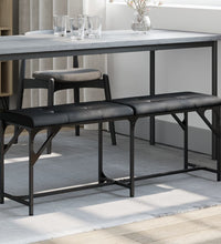 Essbank Schwarz 124x32x45 cm Stahl und Kunstleder