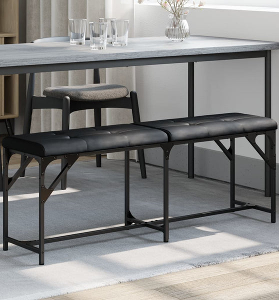 Essbank Schwarz 124x32x45 cm Stahl und Kunstleder