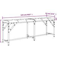 Essbank Hellgrau 124x32x45 cm Stahl und Stoff