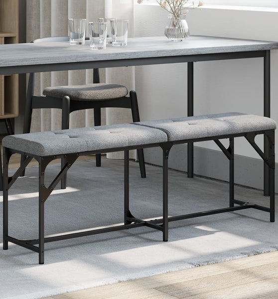 Essbank Hellgrau 124x32x45 cm Stahl und Stoff