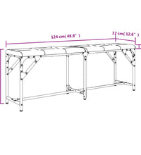 Essbank Dunkelgrau 124x32x45 cm Stahl und Stoff