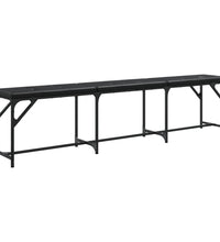 Essbank Schwarz 186x32x45 cm Stahl und Kunstleder