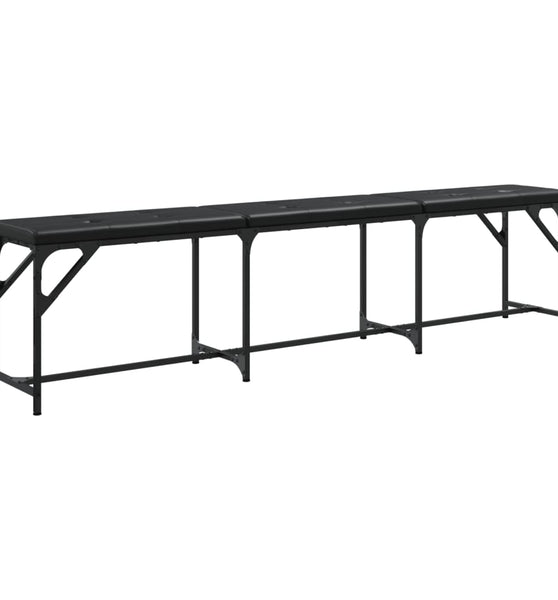 Essbank Schwarz 186x32x45 cm Stahl und Kunstleder