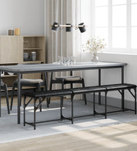 Essbank Schwarz 186x32x45 cm Stahl und Kunstleder