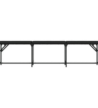 Essbank Schwarz 186x32x45 cm Stahl und Kunstleder