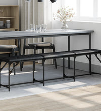Essbank Schwarz 186x32x45 cm Stahl und Kunstleder