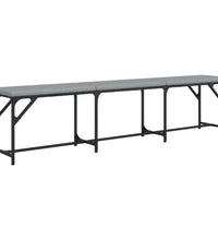 Essbank Hellgrau 186x32x45 cm Stahl und Stoff