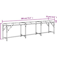 Essbank Hellgrau 186x32x45 cm Stahl und Stoff