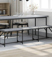 Essbank Hellgrau 186x32x45 cm Stahl und Stoff