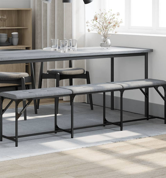 Essbank Hellgrau 186x32x45 cm Stahl und Stoff