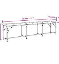 Essbank Dunkelgrau 186x32x45 cm Stahl und Stoff