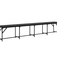 Essbank Schwarz 248x32x45 cm Stahl und Kunstleder