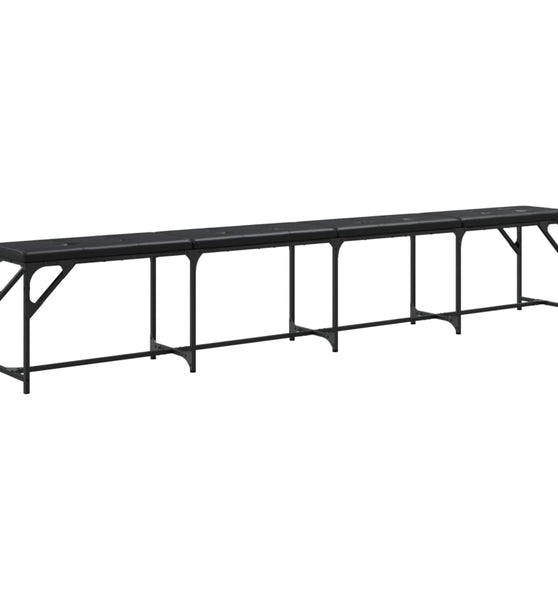 Essbank Schwarz 248x32x45 cm Stahl und Kunstleder