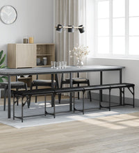 Essbank Schwarz 248x32x45 cm Stahl und Kunstleder