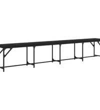 Essbank Schwarz 248x32x45 cm Stahl und Kunstleder