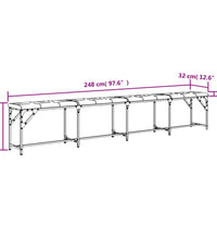 Essbank Schwarz 248x32x45 cm Stahl und Kunstleder