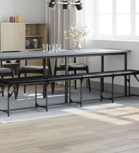 Essbank Schwarz 248x32x45 cm Stahl und Kunstleder
