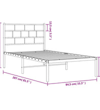 Bettgestell mit Kopfteil Metall Schwarz 80x200 cm